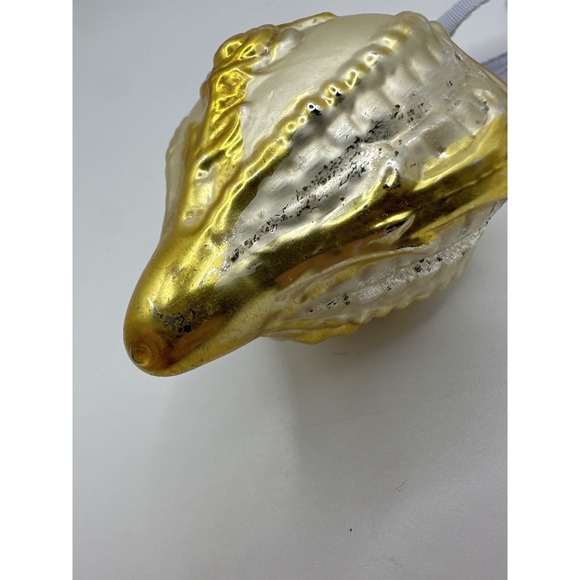 VTG Blown Glass Seashell Ornament Gold Silver Mercury Glass Christmas Coastal - Picture 6 of 16